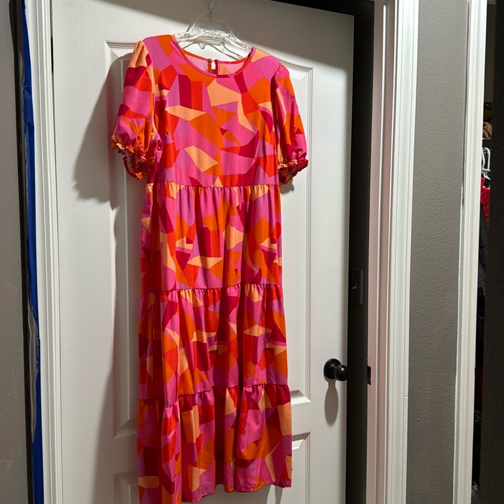 Women’s pink, orange and hot pink dress